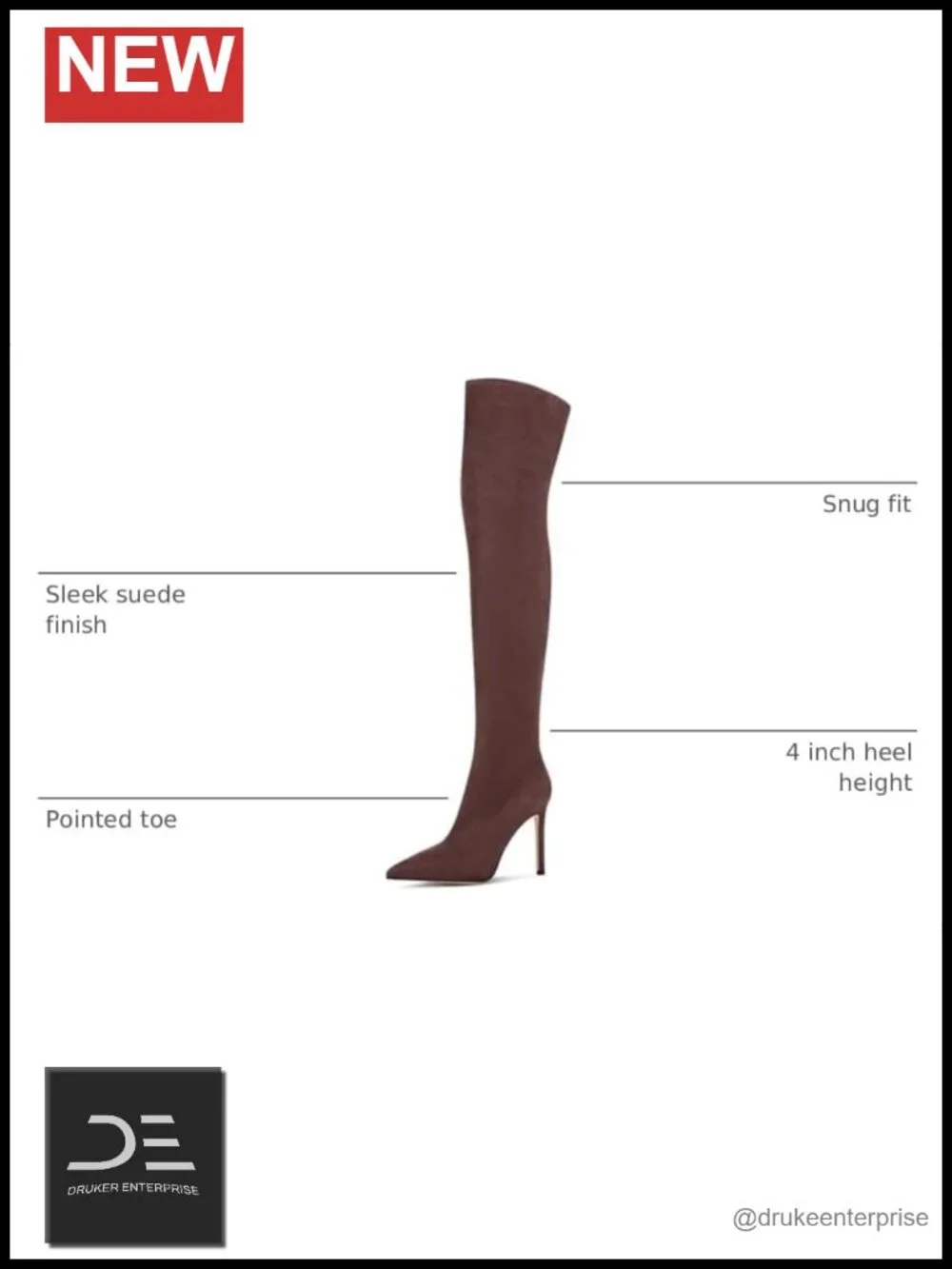 Women's Over the Knee Suede Heel Boots Pointed Toe Stretch Thigh High 4in